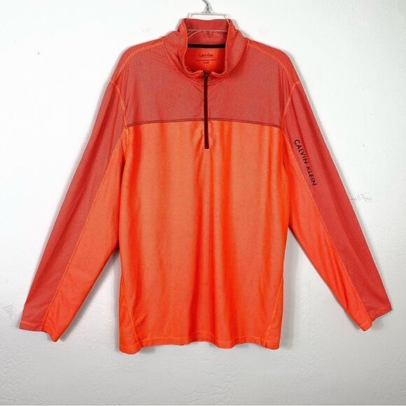 Calvin Klein Performance Orange Quarter Zip Pullover Jacket - Picture 1 of 5